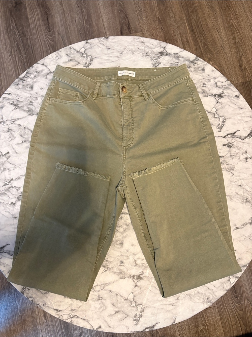 LOFT Olive Green Cropped Ankle Jeans